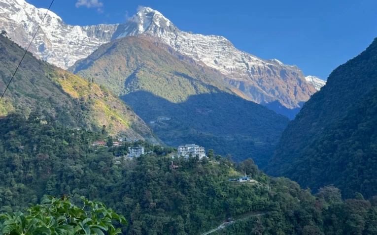 view of local trekking lodges in Jhinu Danda village