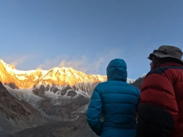 Couple Enjoying sun over annapurna