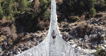 Crossing suspension bridge