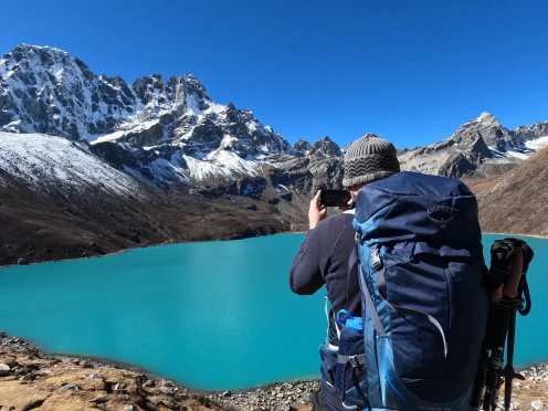 Our Client clicking gokyo lake image