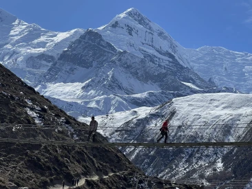 suspense bridge at Chulu Peak