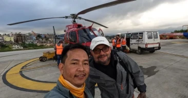 trekker near kathmandu helipad